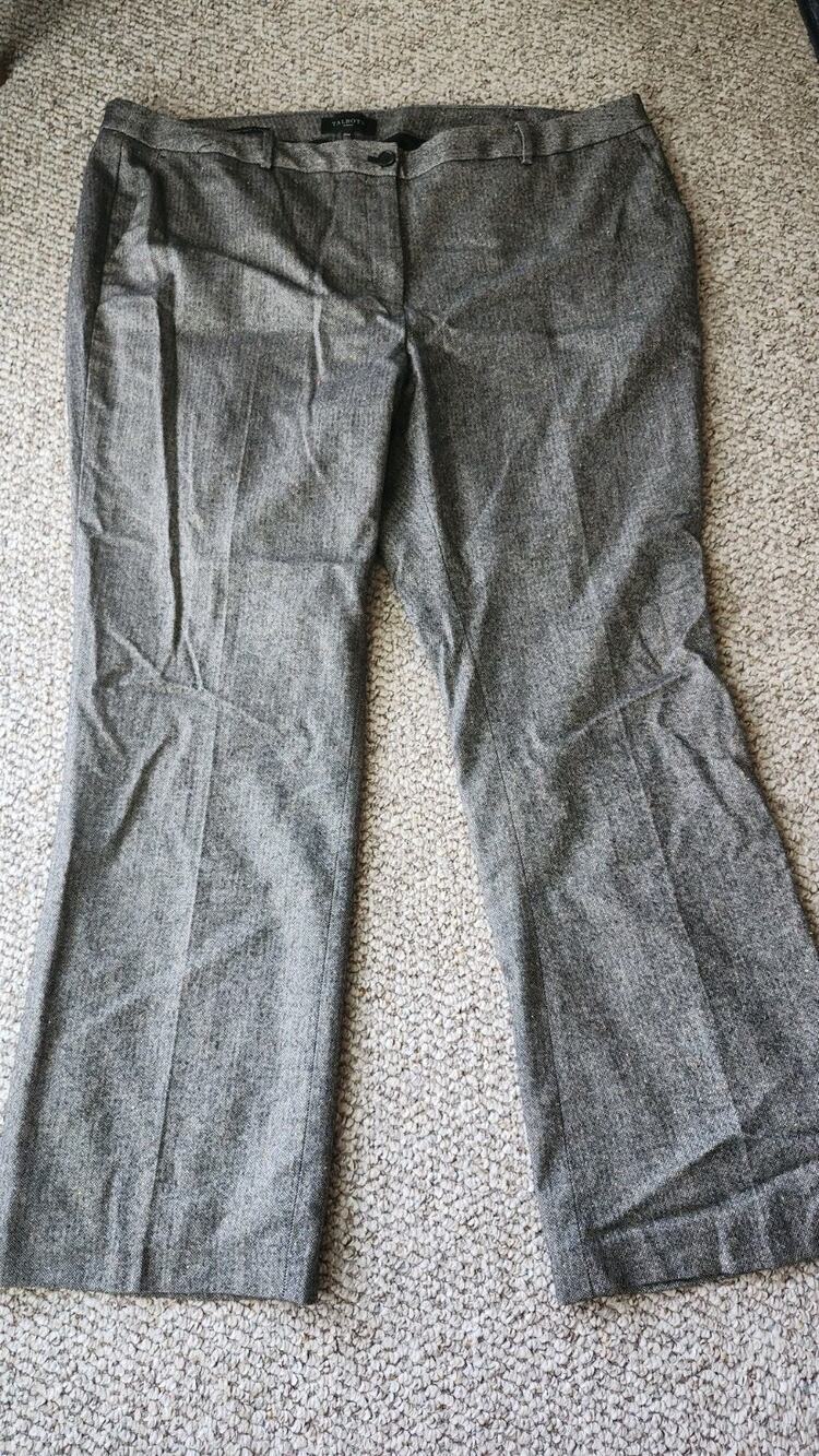 Talbots Raleigh Pants Womens 20W Brown Herringbone Tweed Wool Blend Lined #608
